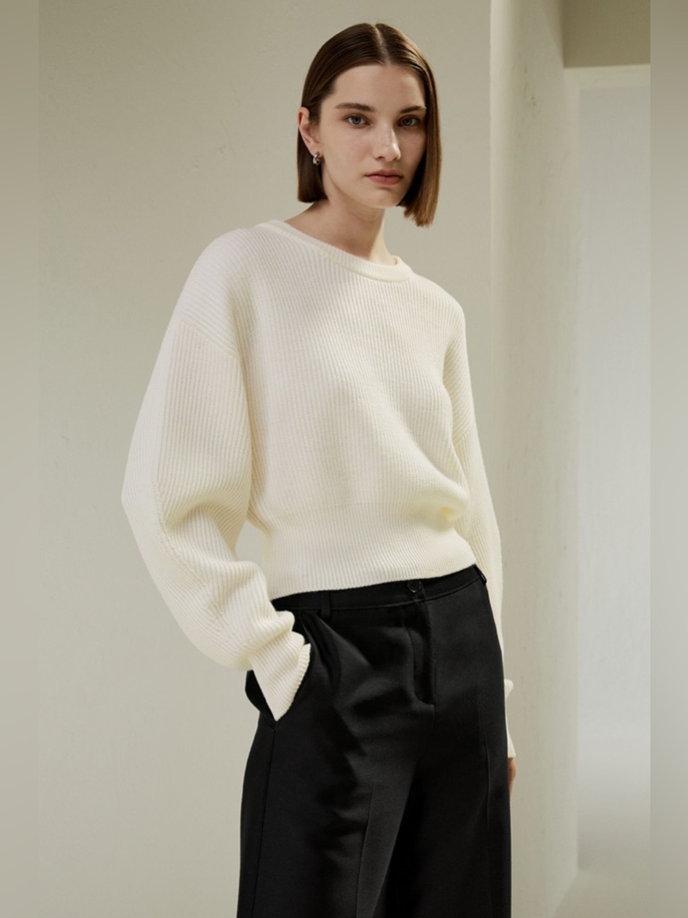 LILYSILK 100% Merino Wool Drop-Shoulder Sweater